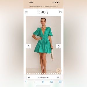 Billy J women’s mini dress - emerald green - size small